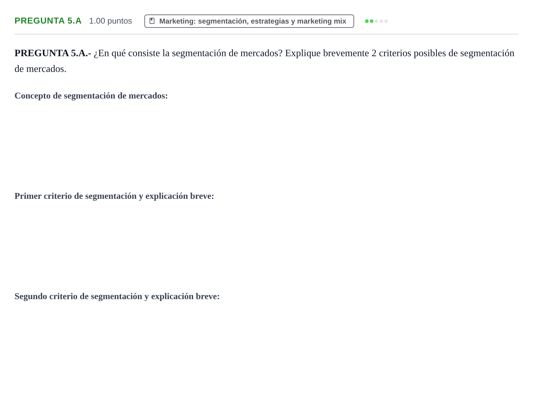 Enunciado: PREGUNTA 5.A · Empresa y Diseño de Modelos de Negocio PAU Asturias Extraordinaria 2022