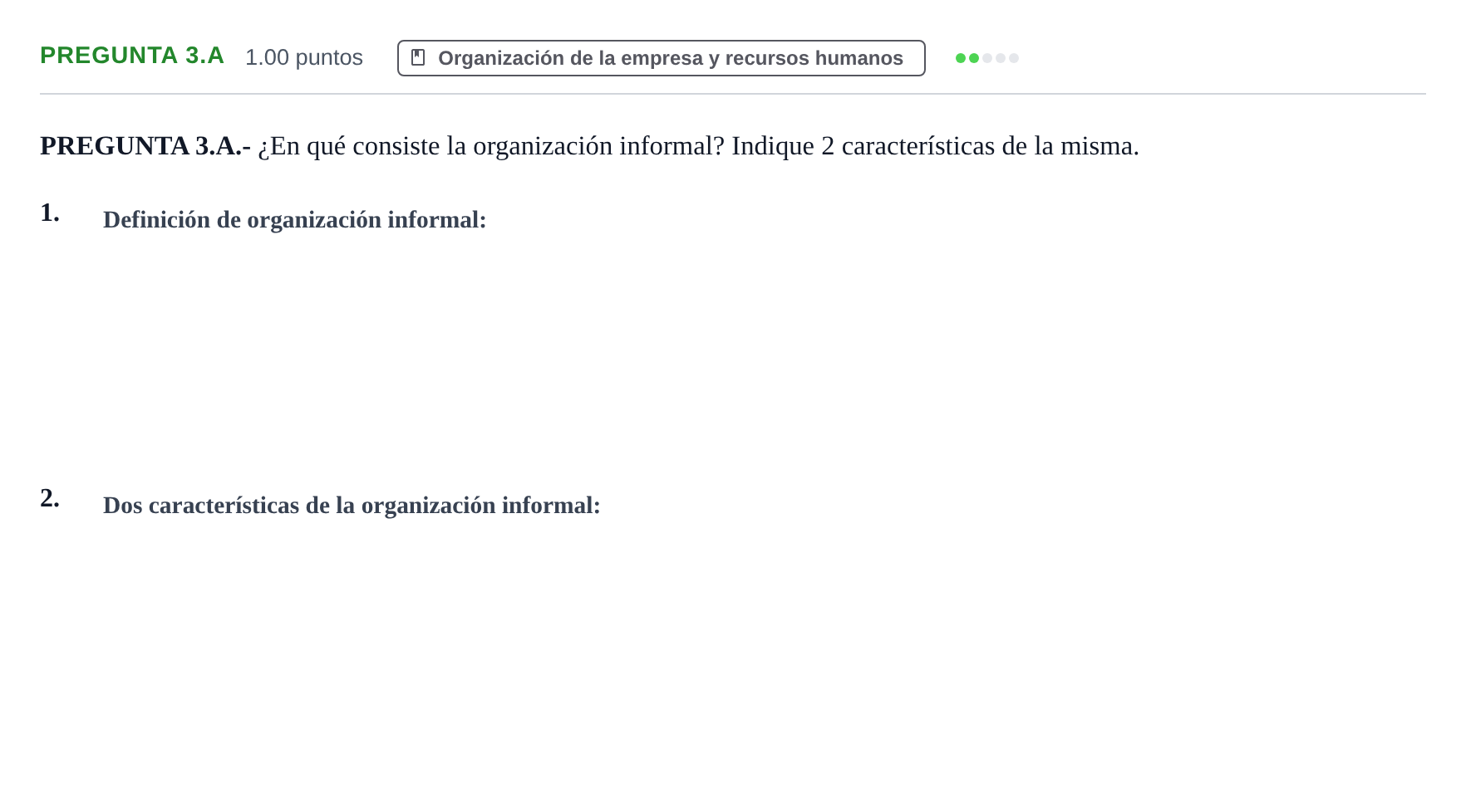 Enunciado: Pregunta 3.A · Empresa y Diseño de Modelos de Negocio PAU Asturias Ordinaria 2022