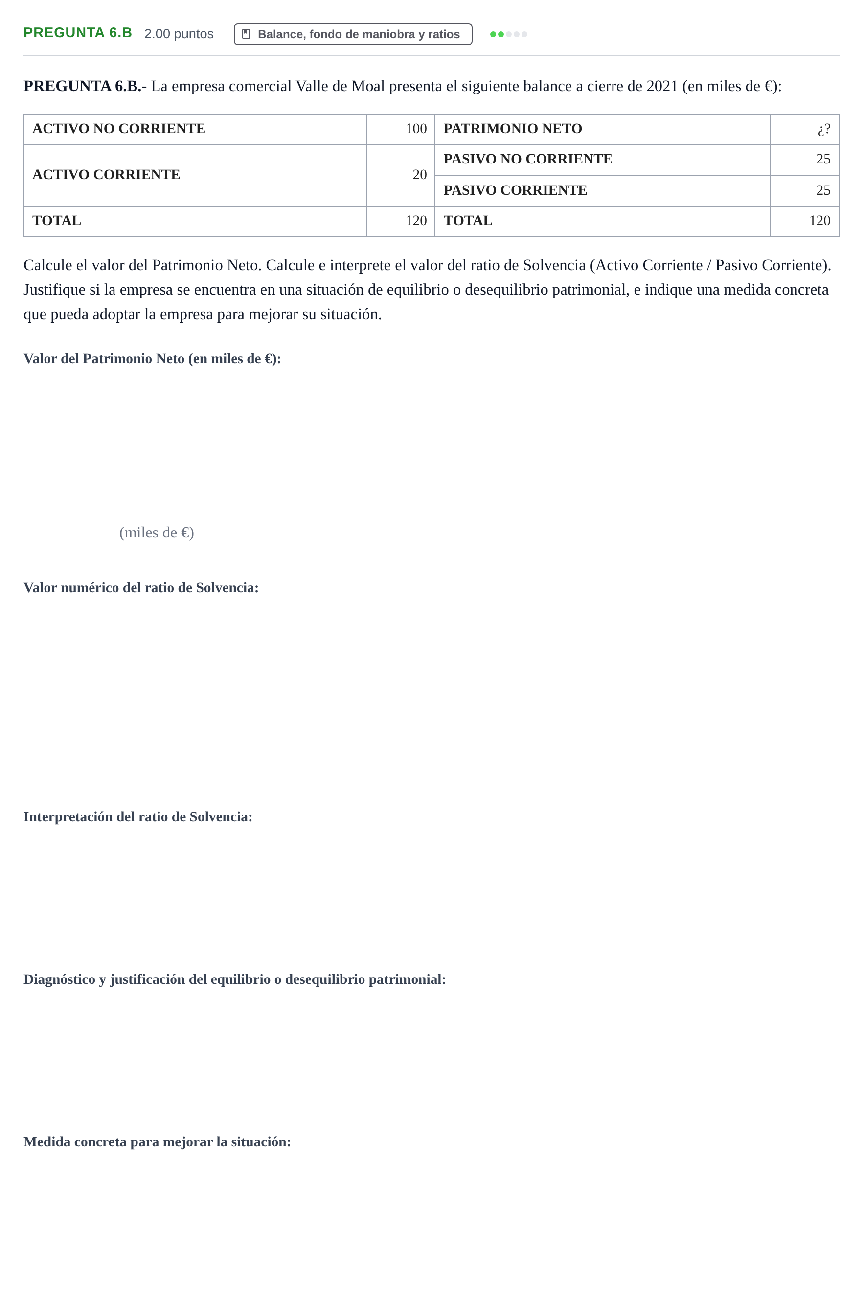Enunciado: Pregunta 6.B · Empresa y Diseño de Modelos de Negocio PAU Asturias Ordinaria 2022