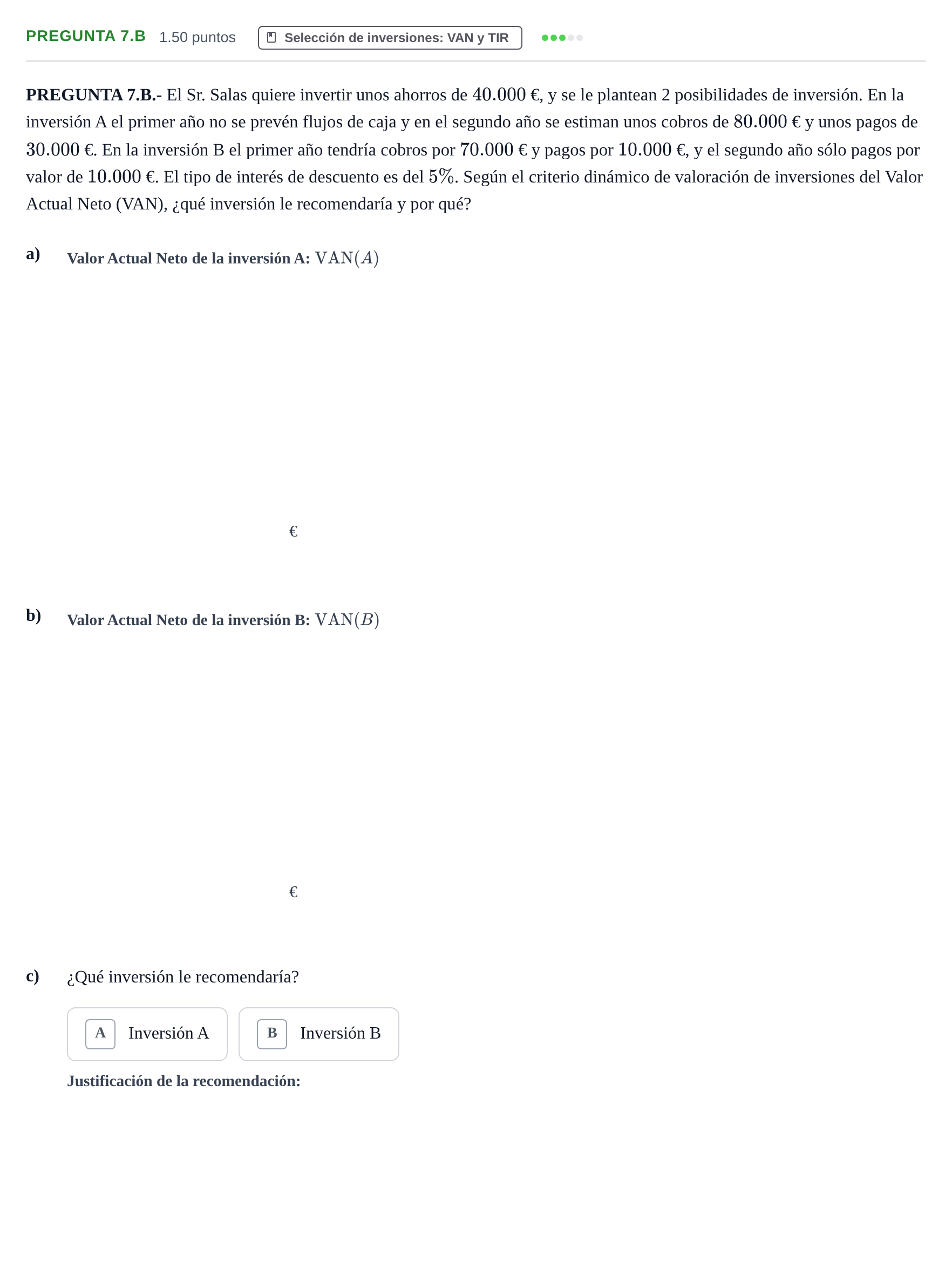 Enunciado: Pregunta 7.B · Empresa y Diseño de Modelos de Negocio PAU Asturias Ordinaria 2022