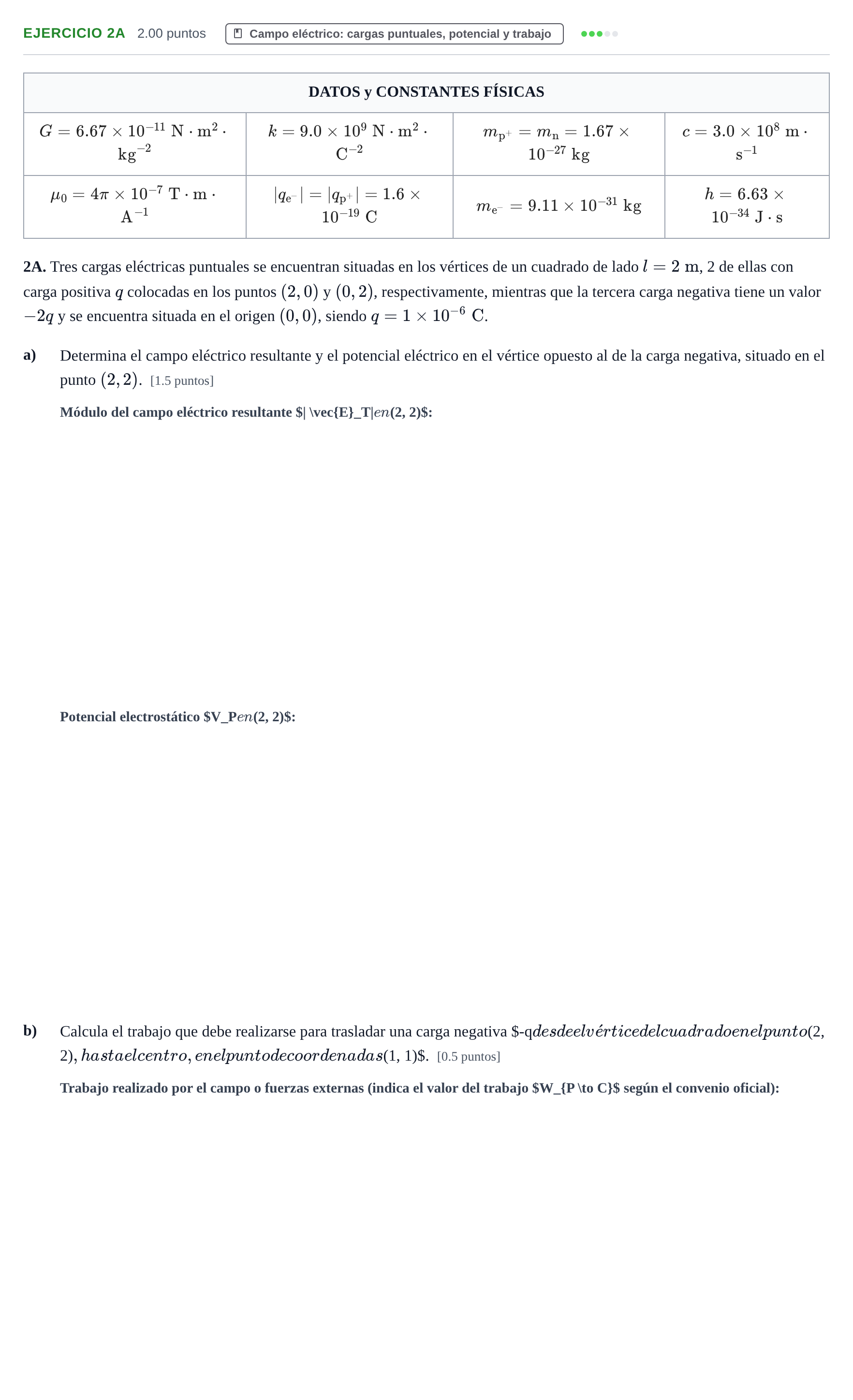 Enunciado: Ejercicio 2A · Física PAU Asturias Extraordinaria 2022