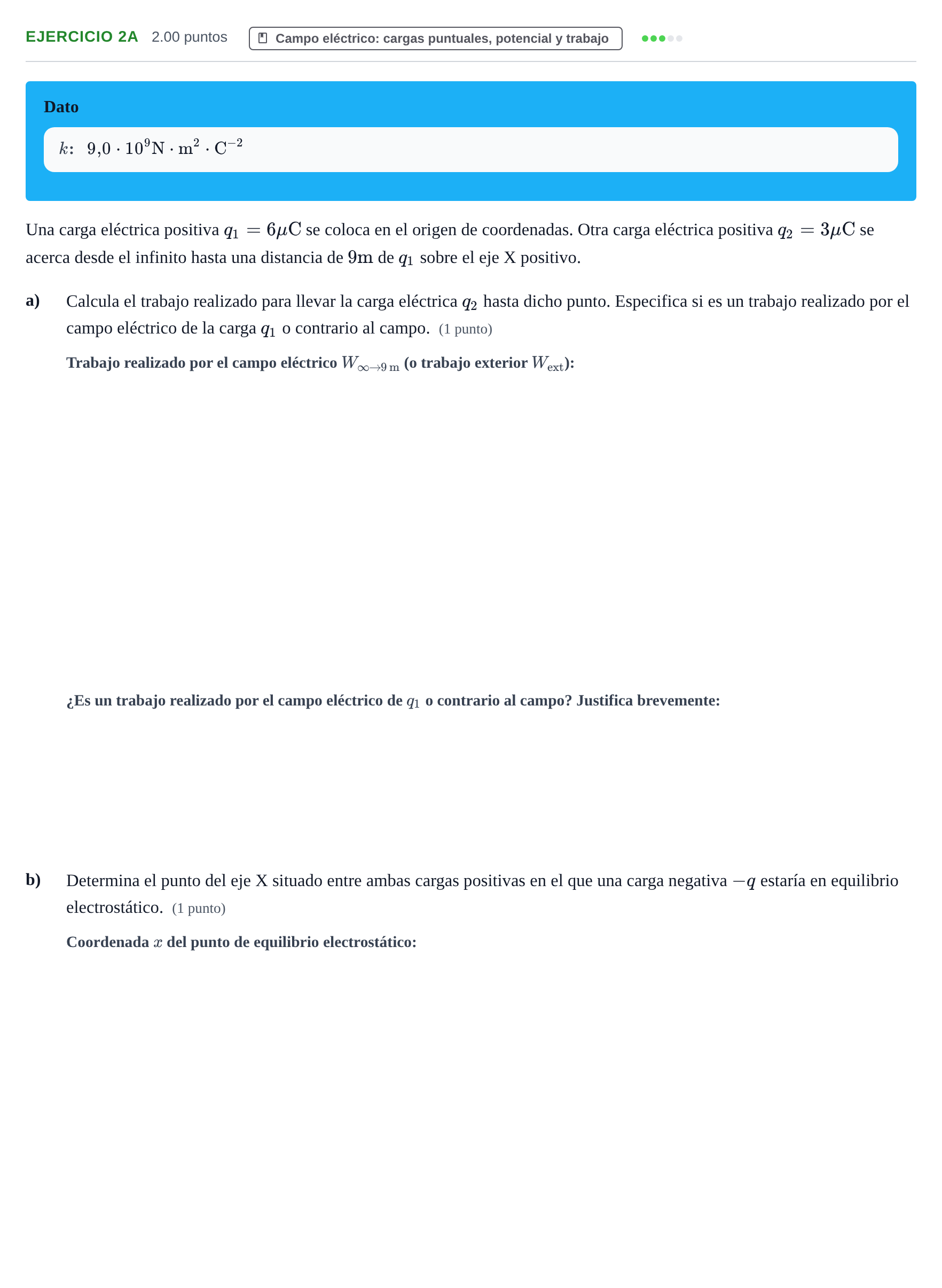 Enunciado: Ejercicio 2A · Física PAU Asturias Ordinaria 2022