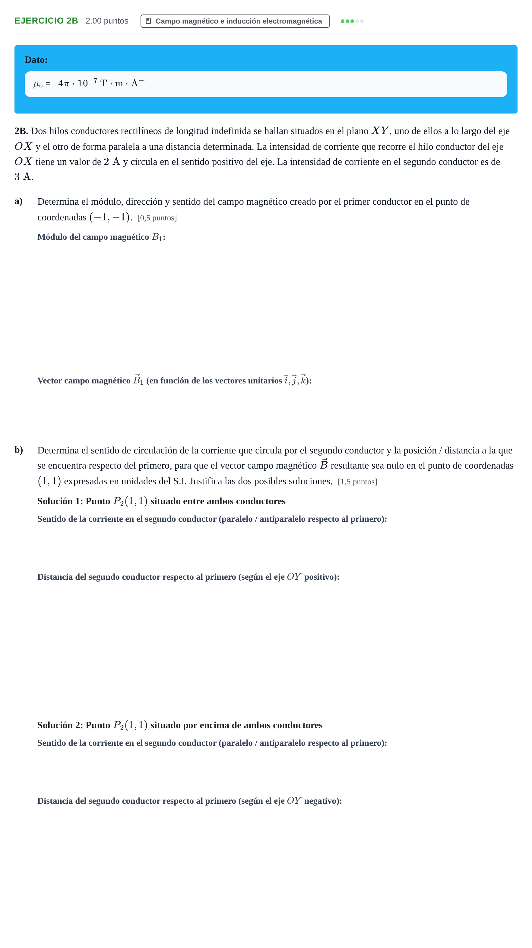 Enunciado: Ejercicio 2B · Física PAU Asturias Ordinaria 2022