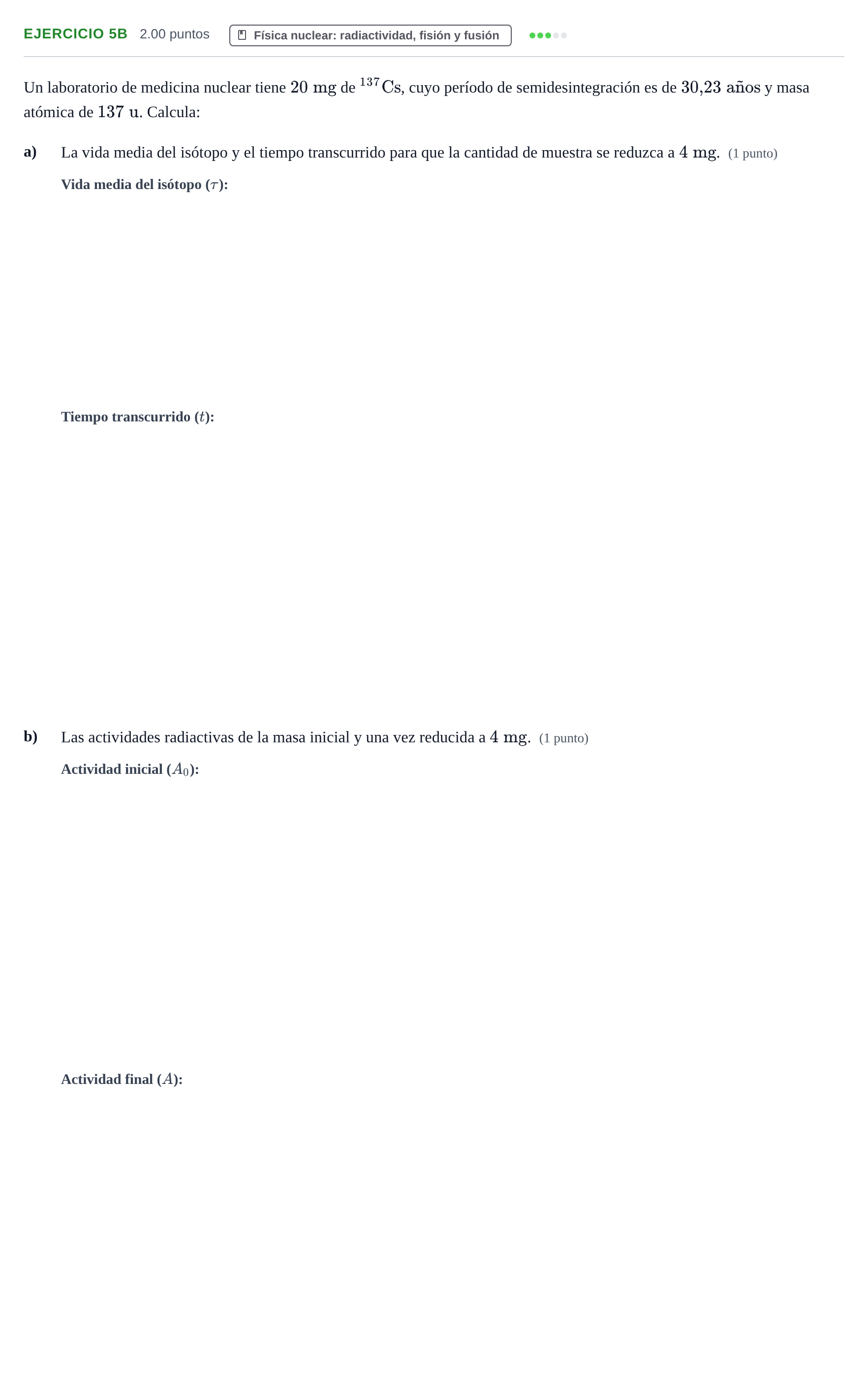 Enunciado: Ejercicio 5B · Física PAU Asturias Ordinaria 2022