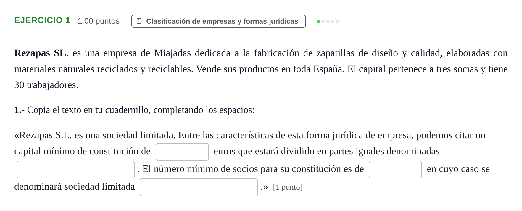 Enunciado: Problema 1 · Empresa y Diseño de Modelos de Negocio PAU Extremadura Ordinaria 2021