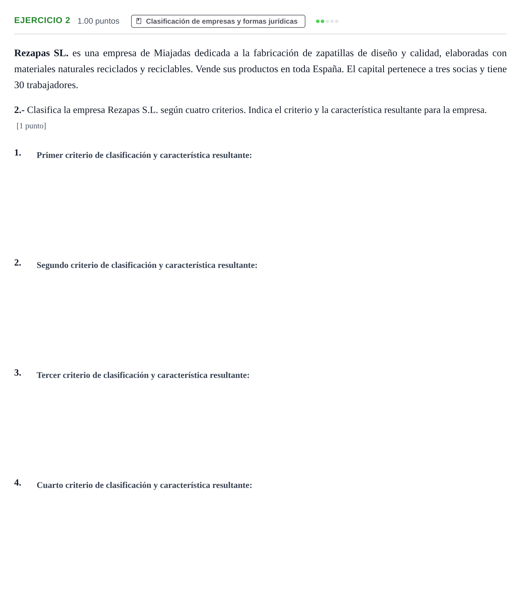 Enunciado: Problema 2 · Empresa y Diseño de Modelos de Negocio PAU Extremadura Ordinaria 2021