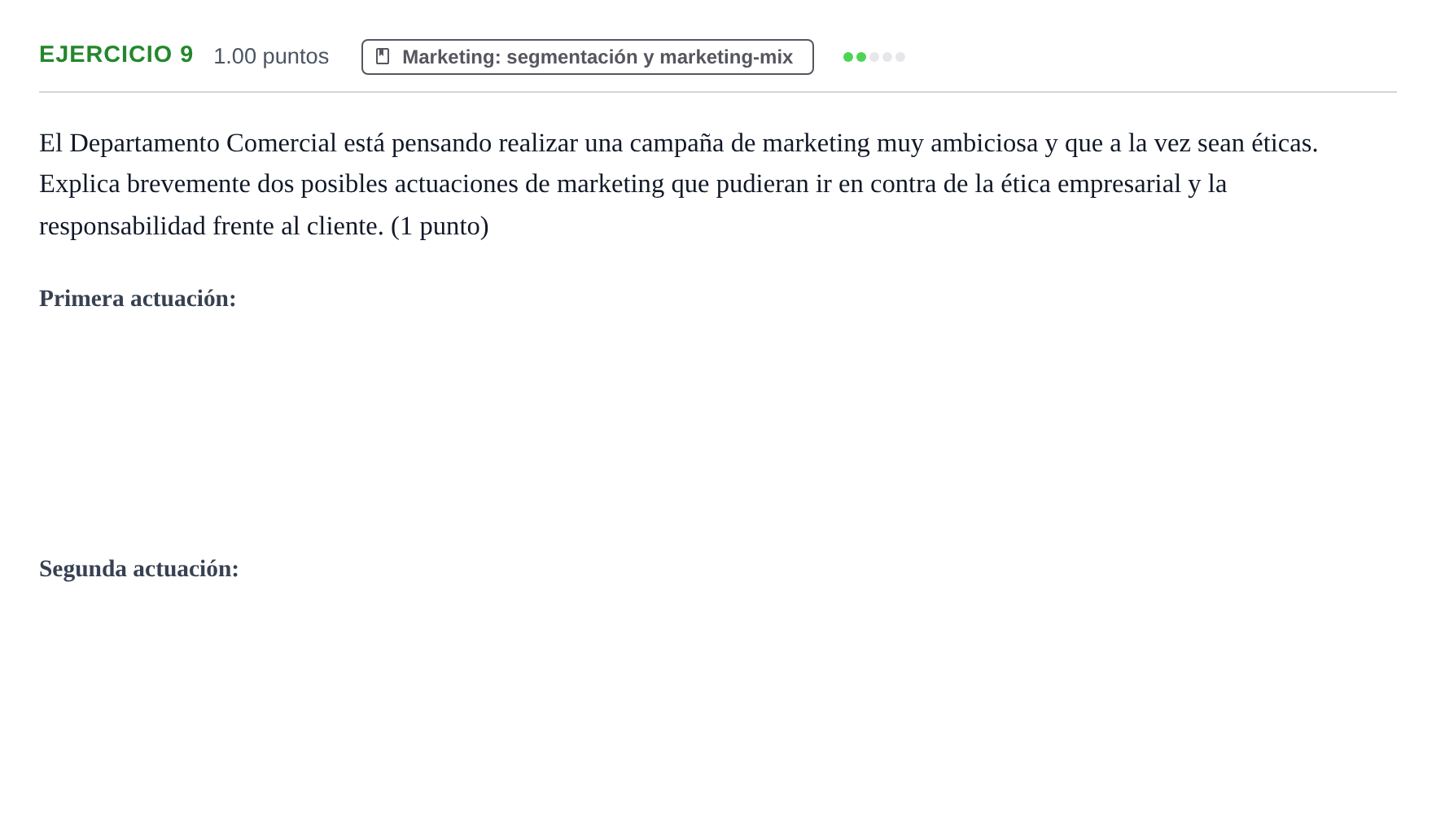 Enunciado: Problema 9 · Empresa y Diseño de Modelos de Negocio PAU Extremadura Ordinaria 2021