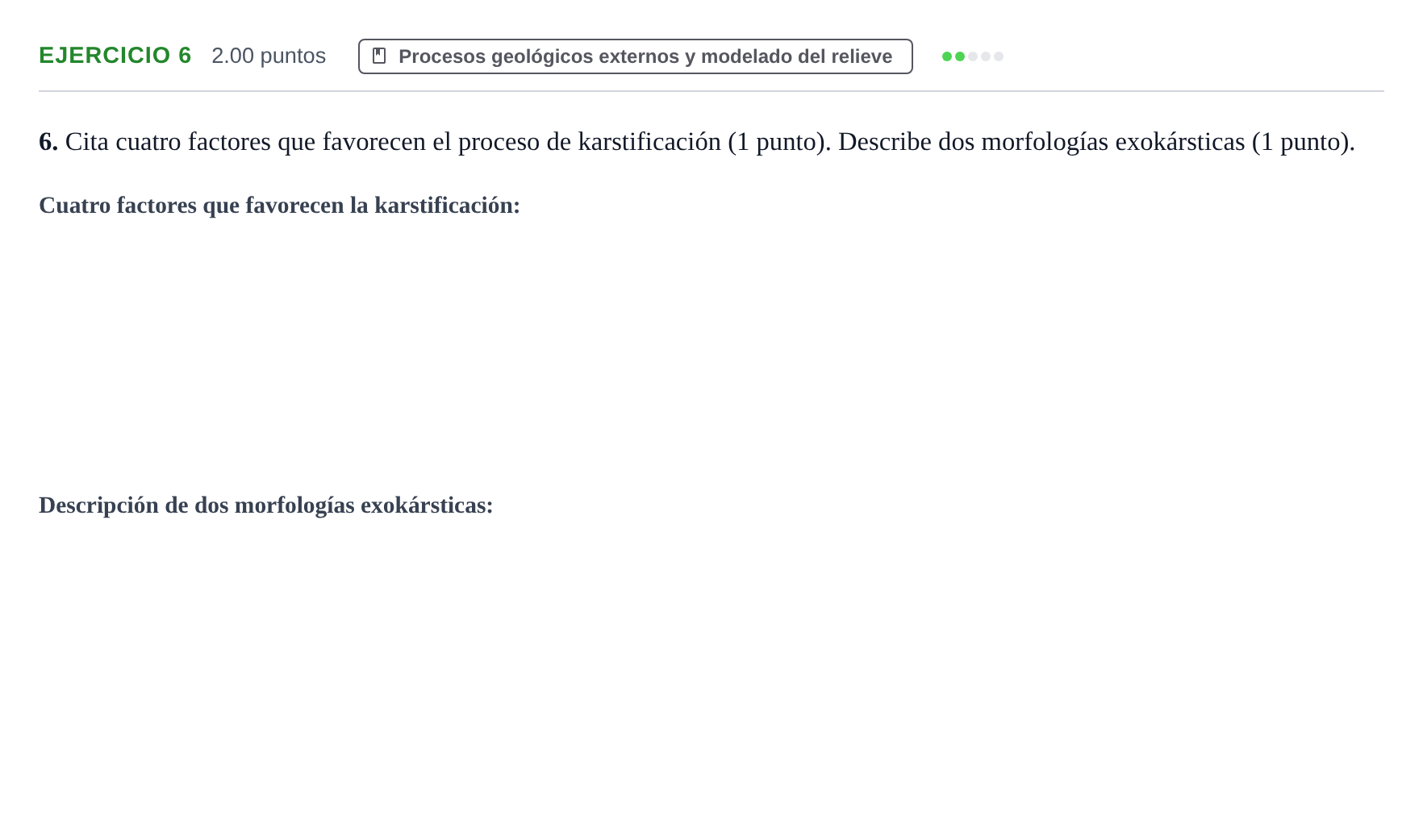 Enunciado: Problema 6 · Geología y Ciencias Ambientales PAU Extremadura Ordinaria 2021