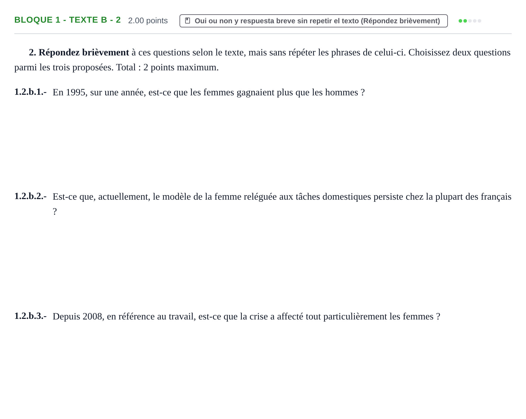 Enunciado: Bloque 1 - Texte B - 2 · Francés PAU Extremadura Ordinaria 2021