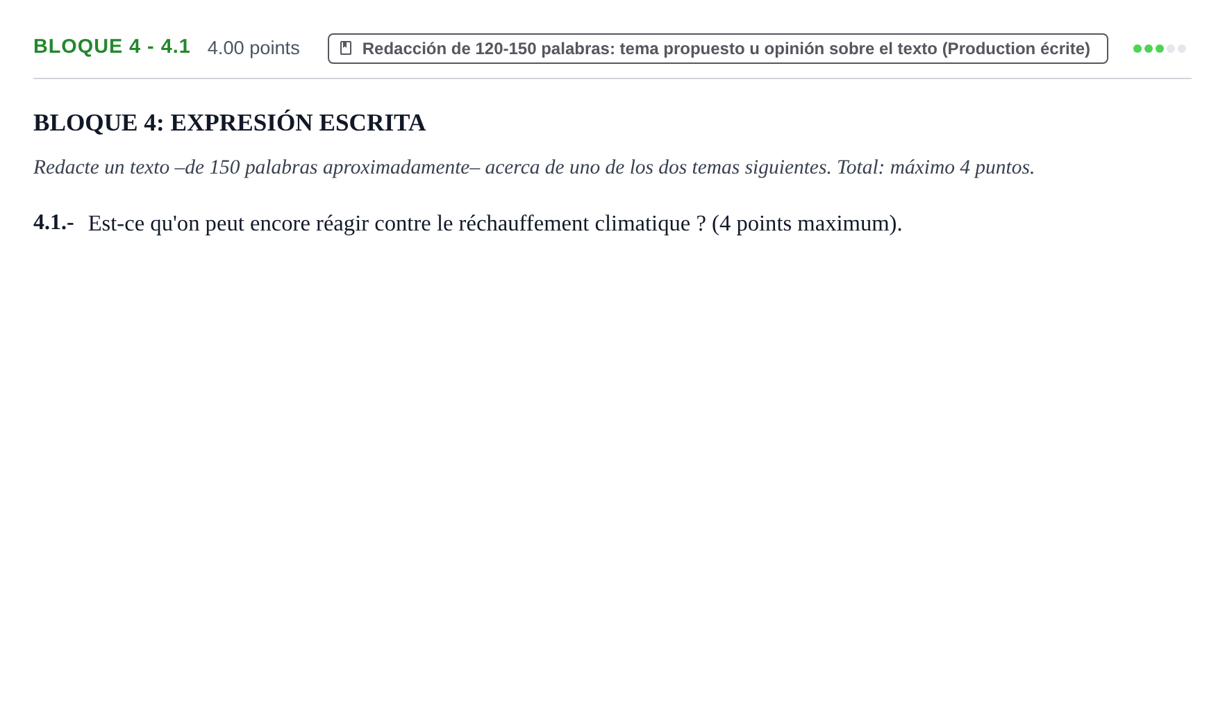 Enunciado: Bloque 4 - 4.1 · Francés PAU Extremadura Ordinaria 2021
