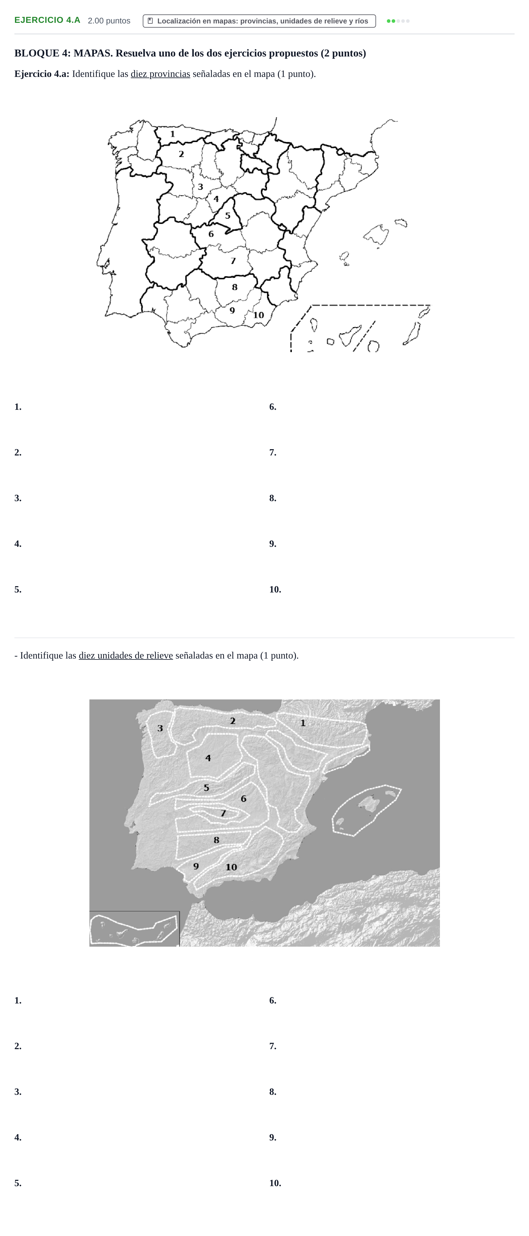 Enunciado: Ejercicio 4.a · Geografía PAU Extremadura Ordinaria 2021