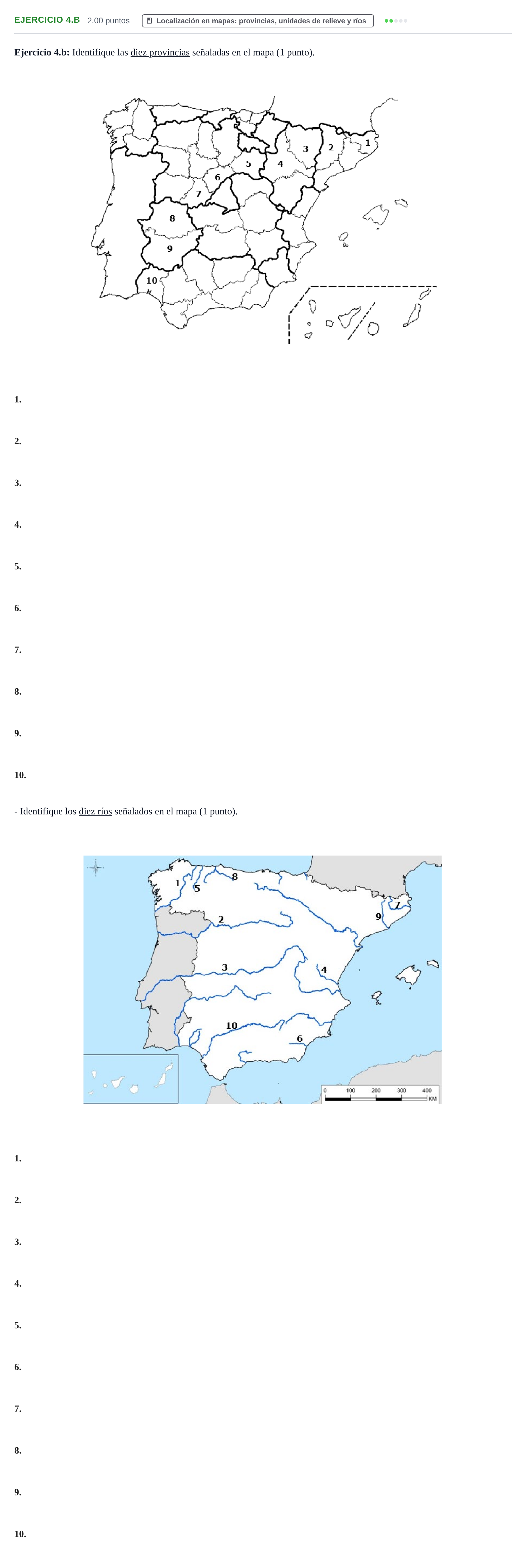 Enunciado: Ejercicio 4.b · Geografía PAU Extremadura Ordinaria 2021