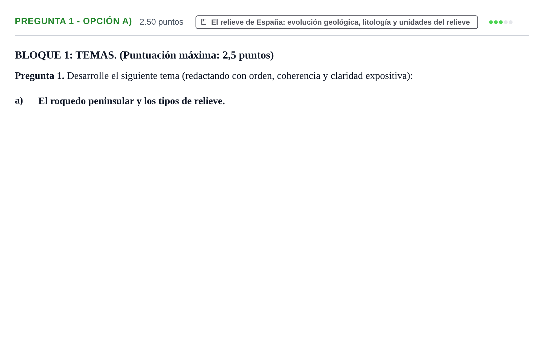 Enunciado: Pregunta 1 - Opción a) · Geografía PAU Extremadura Ordinaria 2021
