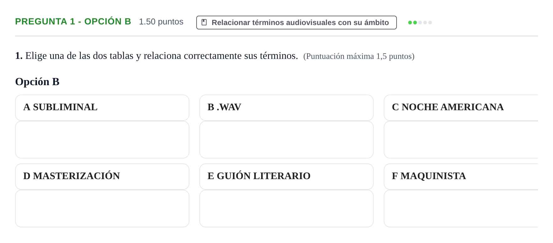 Enunciado: Pregunta 1 - Opción B · Cultura Audiovisual II PAU Extremadura Ordinaria 2021