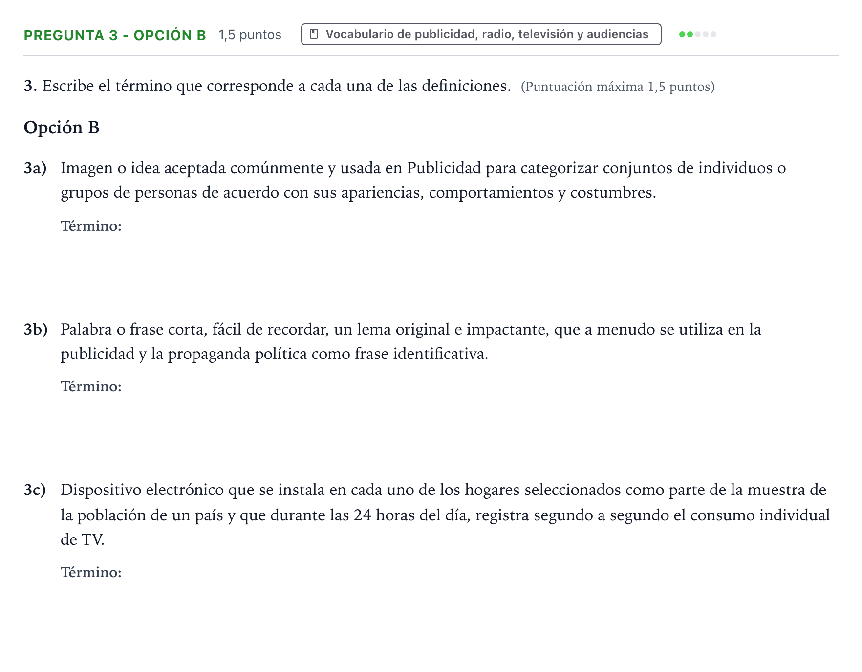 Enunciado: Pregunta 3 - Opción B · Cultura Audiovisual II PAU Extremadura Ordinaria 2021