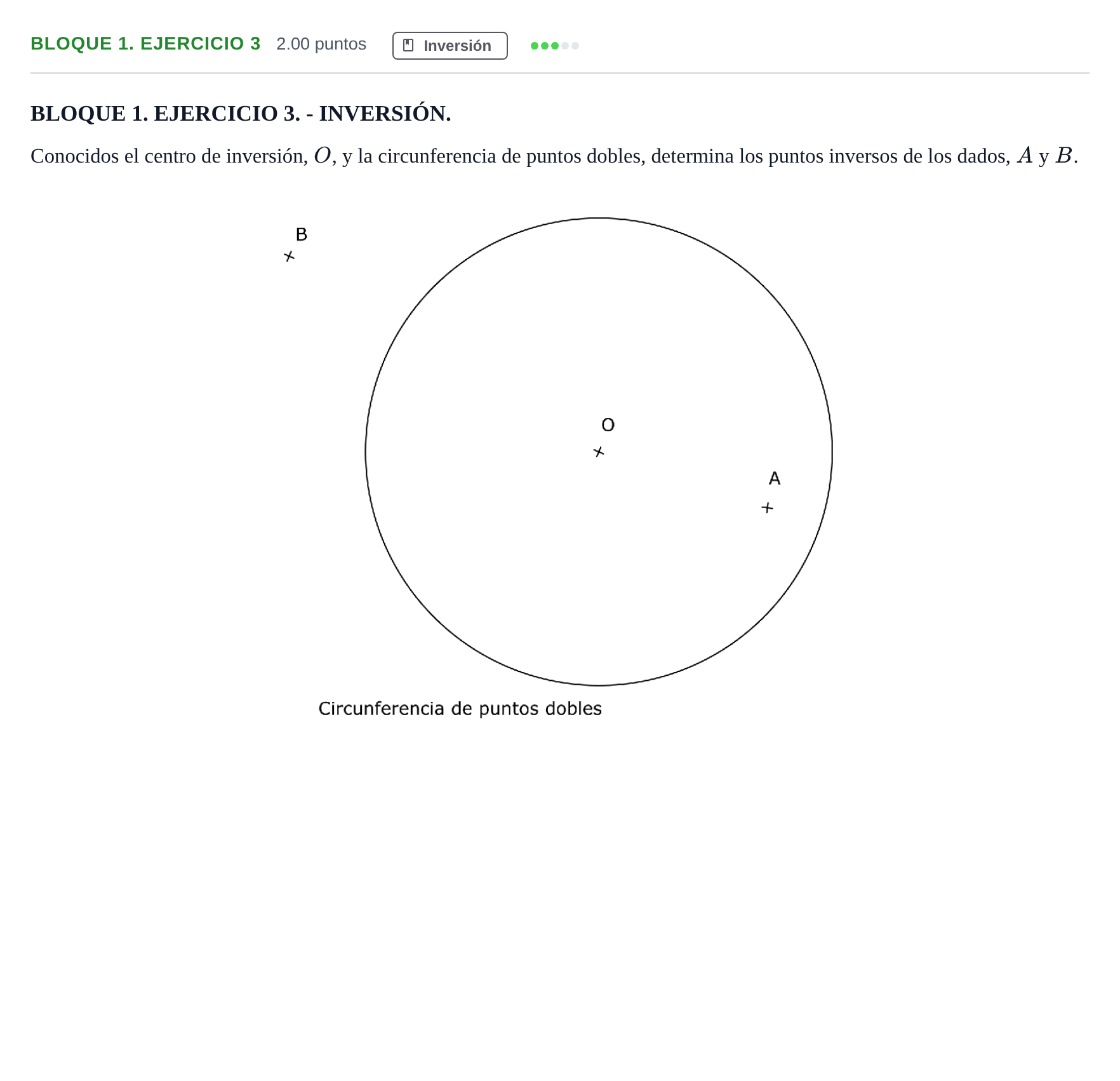 Enunciado: Bloque 1. Ejercicio 3 · Dibujo técnico II PAU Extremadura Ordinaria 2021