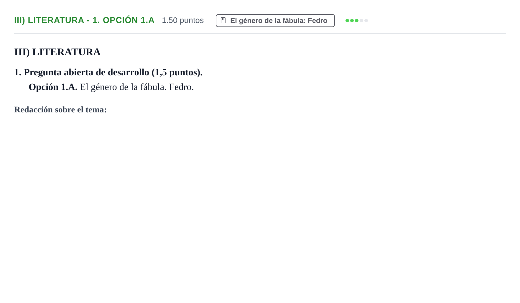 Enunciado: Ejercicio III) Literatura - 1. Opción 1.A · Latín II PAU Extremadura Ordinaria 2021