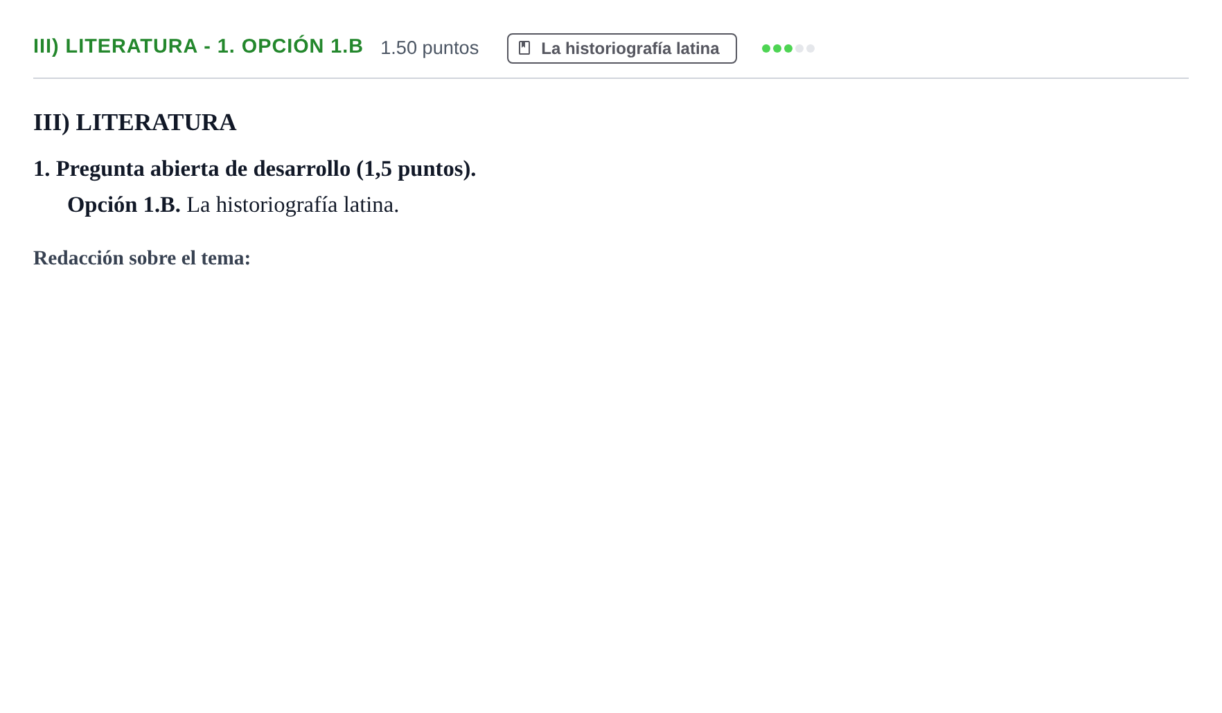 Enunciado: Ejercicio III) Literatura - 1. Opción 1.B · Latín II PAU Extremadura Ordinaria 2021