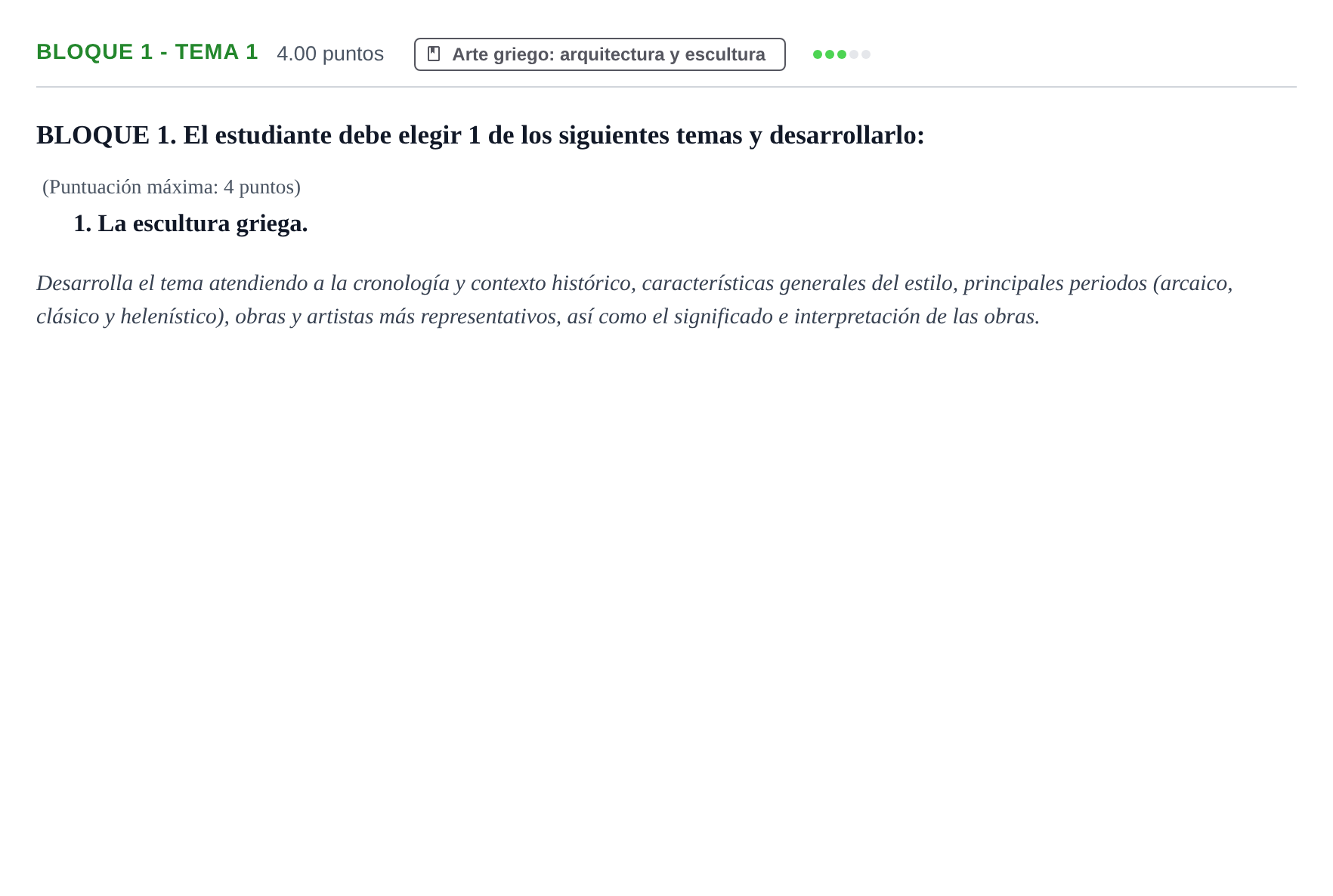 Enunciado: Bloque 1 - Tema 1 · Historia del Arte PAU Extremadura Ordinaria 2021