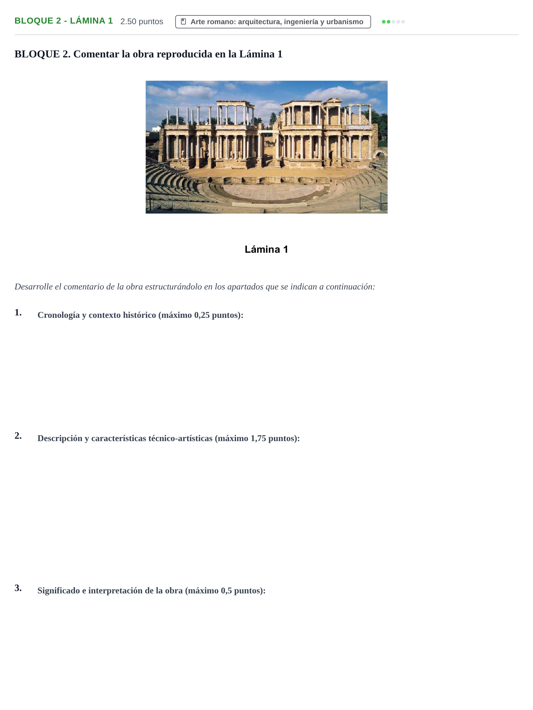 Enunciado: Bloque 2 - Lámina 1 · Historia del Arte PAU Extremadura Ordinaria 2021