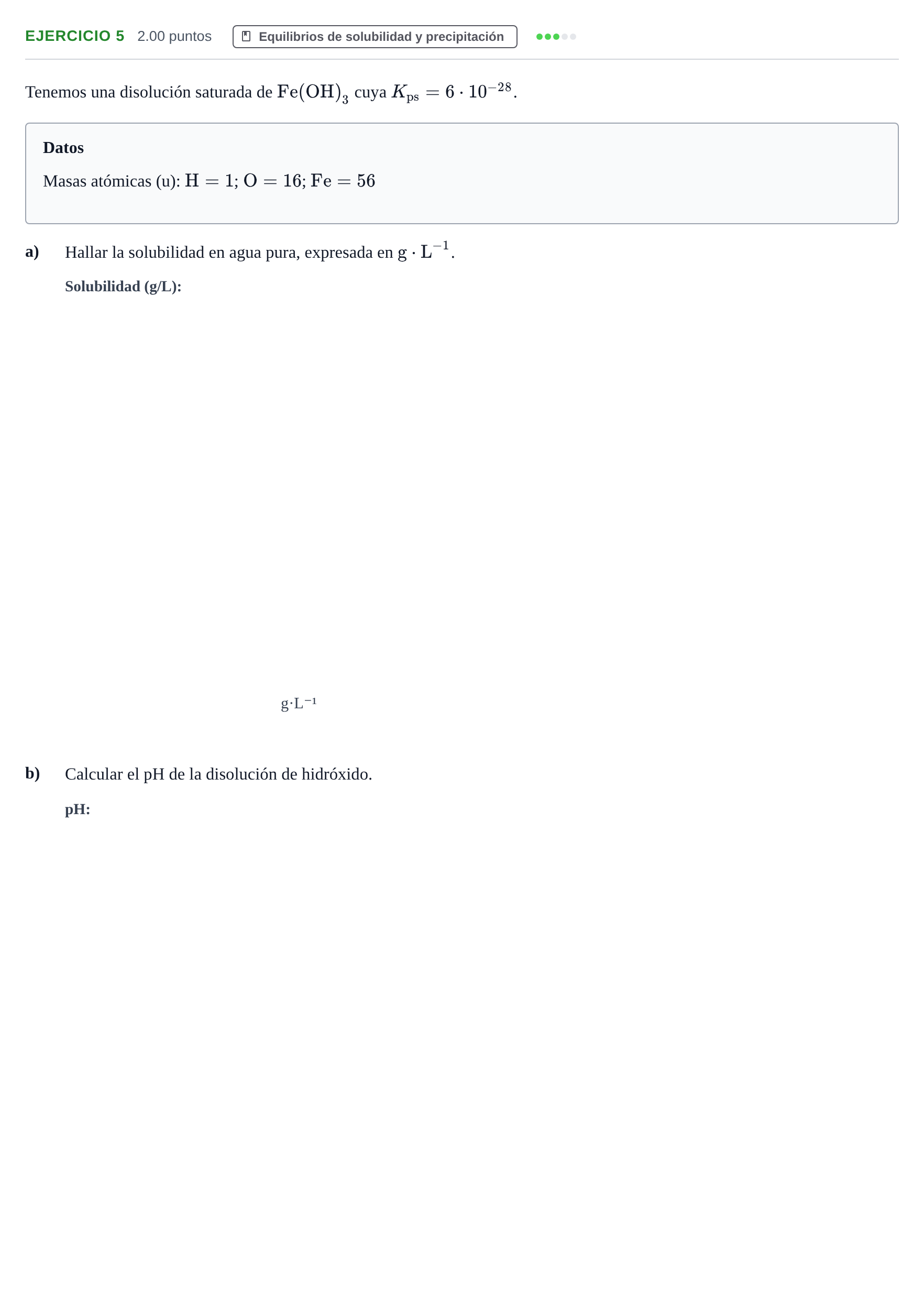 Enunciado: Problema 5 · Química PAU Extremadura Ordinaria 2021