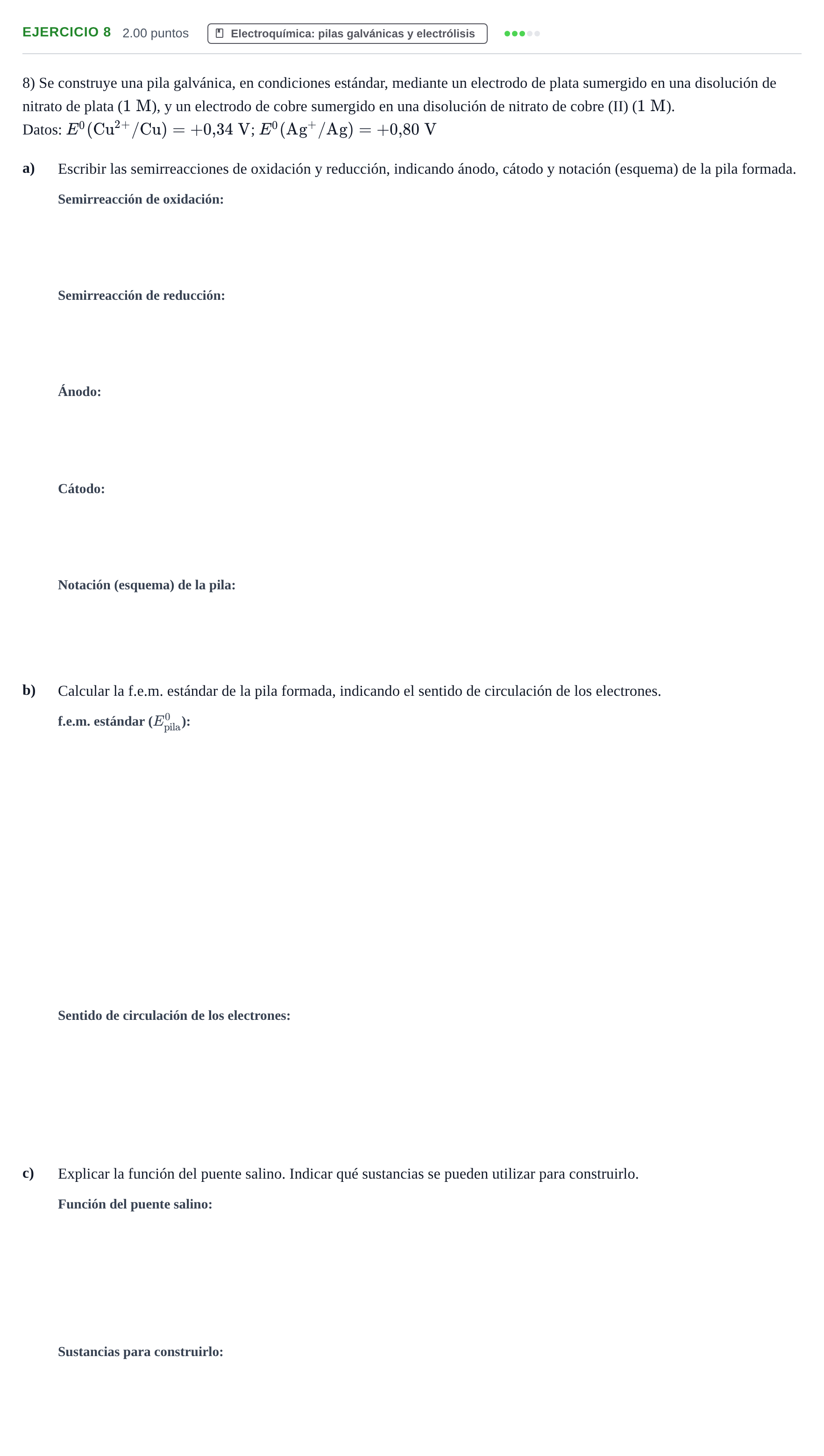 Enunciado: Problema 8 · Química PAU Extremadura Ordinaria 2021