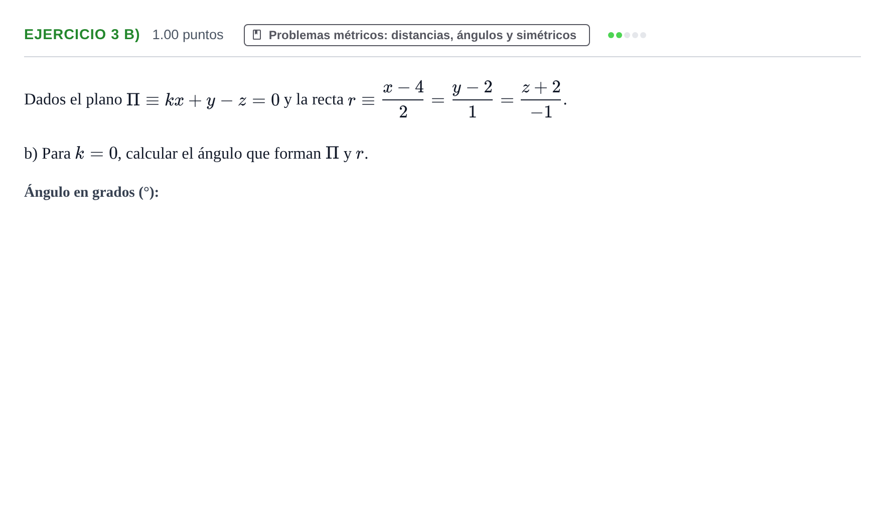 Enunciado: Ejercicio 3 b) · Matemáticas II PAU Extremadura Ordinaria 2021