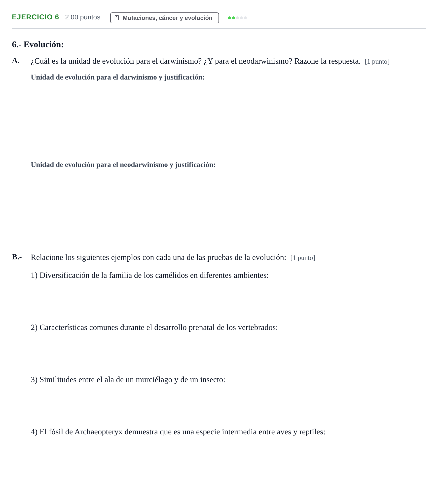 Enunciado: Problema 6 · Biología PAU Extremadura Extraordinaria 2021