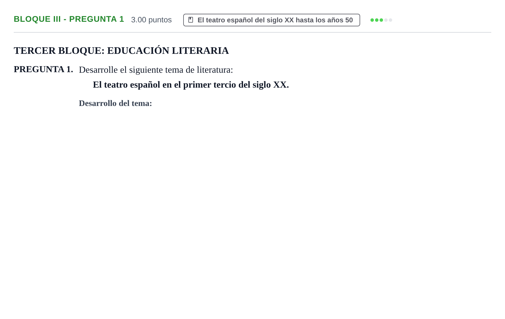 Enunciado: Bloque III - Pregunta 1 · Lengua Castellana y Literatura II PAU Extremadura Extraordinaria 2021