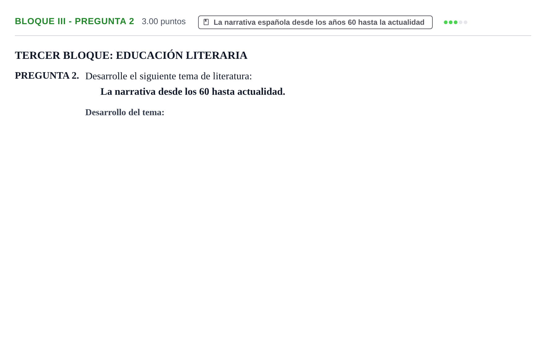 Enunciado: Bloque III - Pregunta 2 · Lengua Castellana y Literatura II PAU Extremadura Extraordinaria 2021