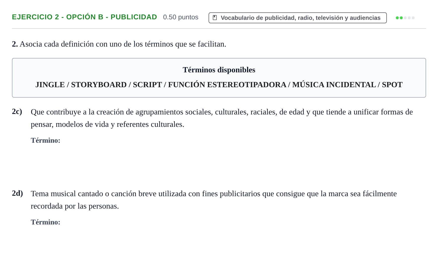 Enunciado: Ejercicio 2 - Opción B - Publicidad · Cultura Audiovisual II PAU Extremadura Extraordinaria 2021
