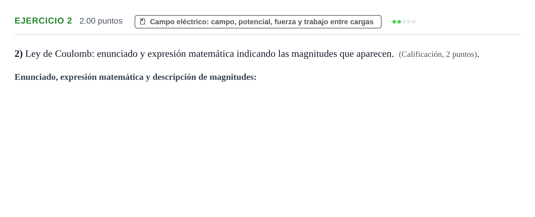 Enunciado: Problema 2 · Física PAU Extremadura Extraordinaria 2021