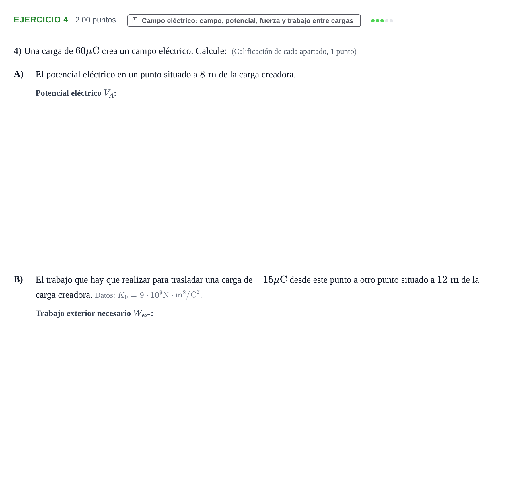 Enunciado: Problema 4 · Física PAU Extremadura Extraordinaria 2021