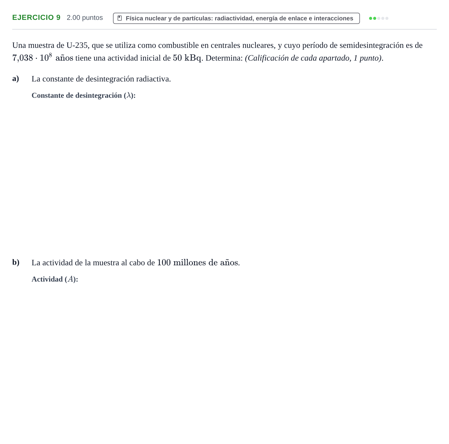 Enunciado: Problema 9 · Física PAU Extremadura Extraordinaria 2021