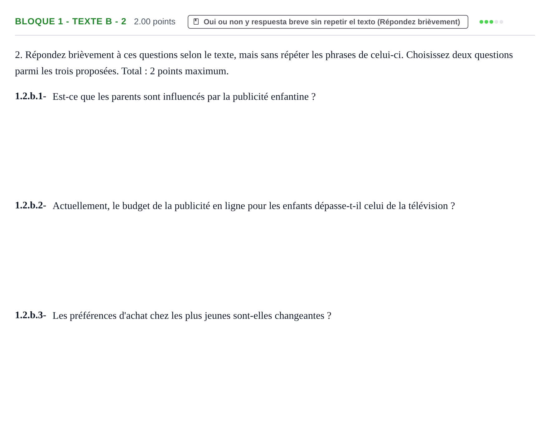 Enunciado: Bloque 1 - Texte B - 2 · Francés PAU Extremadura Extraordinaria 2021
