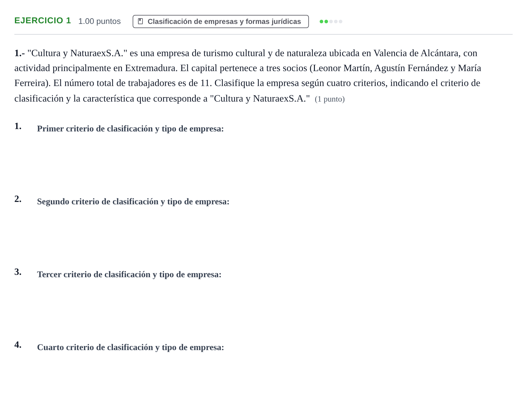 Enunciado: Problema 1 · Empresa y Diseño de Modelos de Negocio PAU Extremadura Extraordinaria 2021