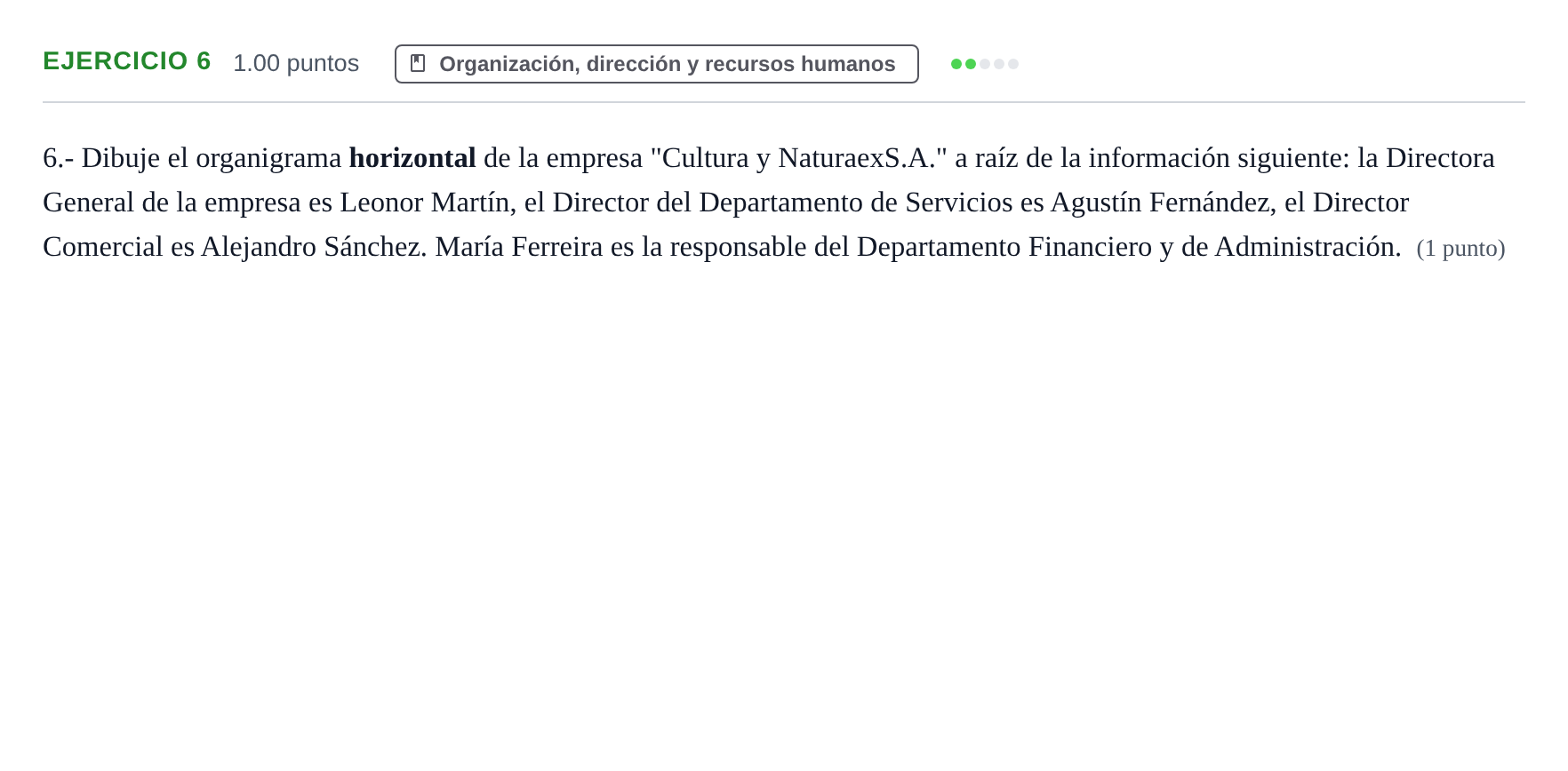 Enunciado: Problema 6 · Empresa y Diseño de Modelos de Negocio PAU Extremadura Extraordinaria 2021