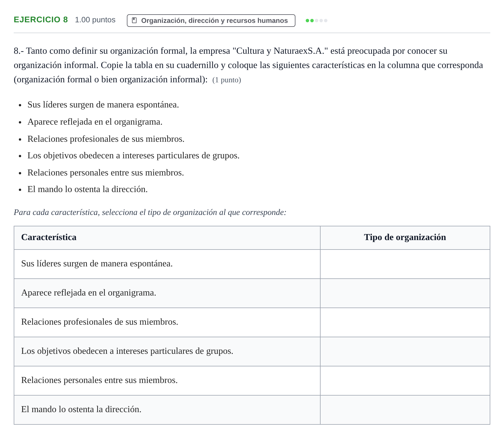 Enunciado: Problema 8 · Empresa y Diseño de Modelos de Negocio PAU Extremadura Extraordinaria 2021