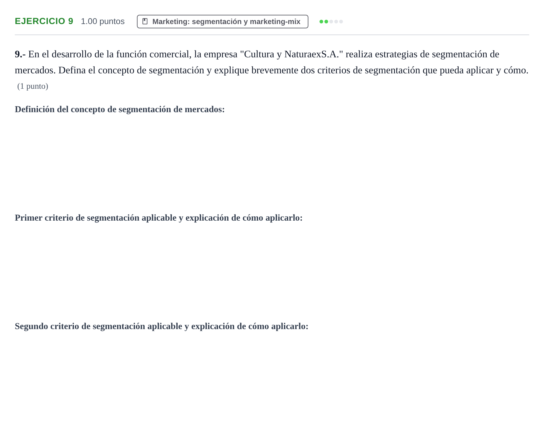 Enunciado: Problema 9 · Empresa y Diseño de Modelos de Negocio PAU Extremadura Extraordinaria 2021
