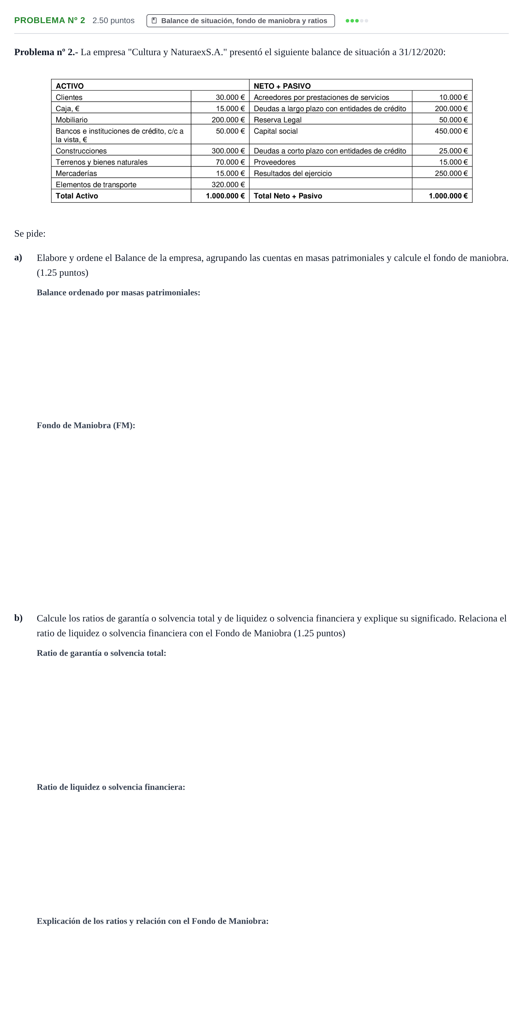 Enunciado: Problema nº 2 · Empresa y Diseño de Modelos de Negocio PAU Extremadura Extraordinaria 2021