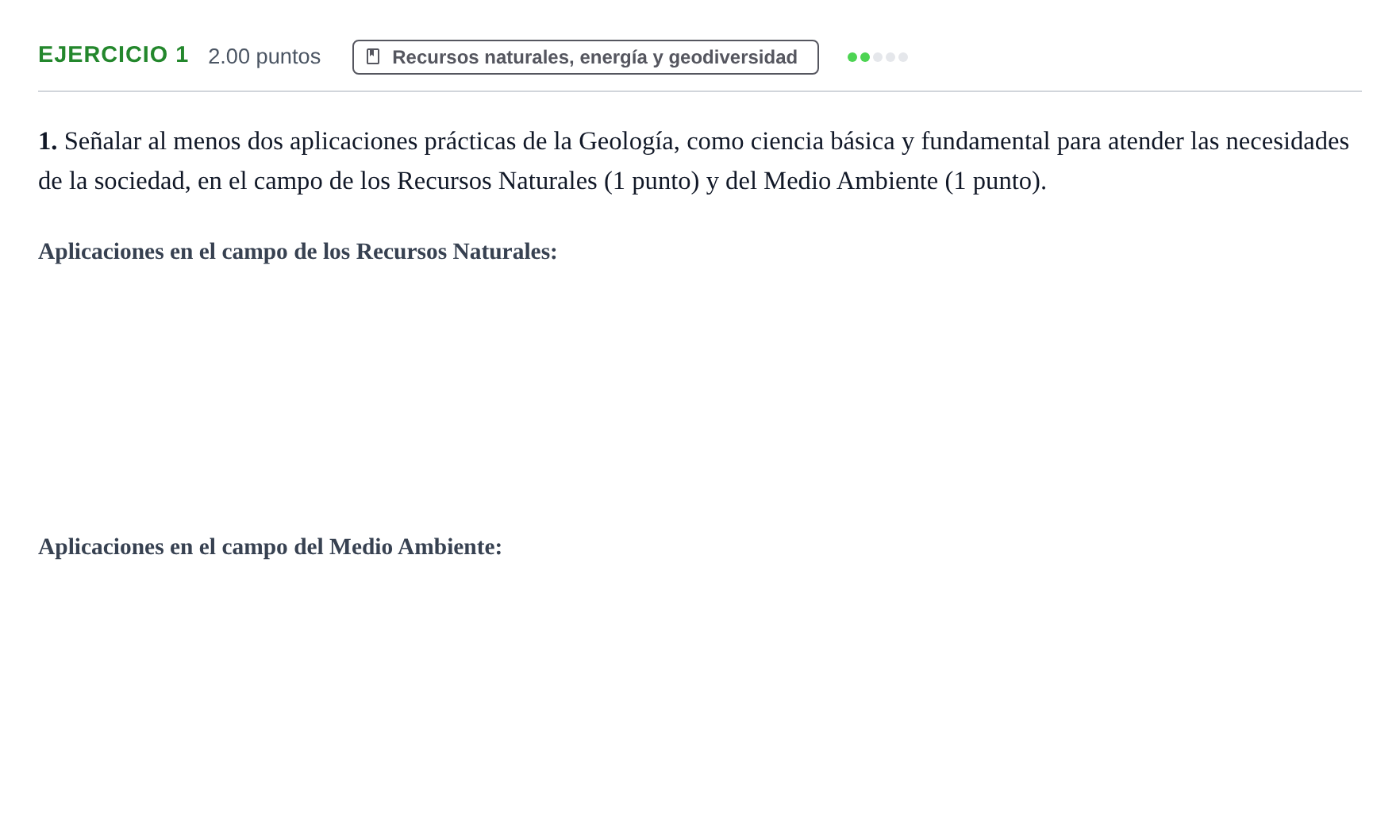 Enunciado: Problema 1 · Geología y Ciencias Ambientales PAU Extremadura Extraordinaria 2021