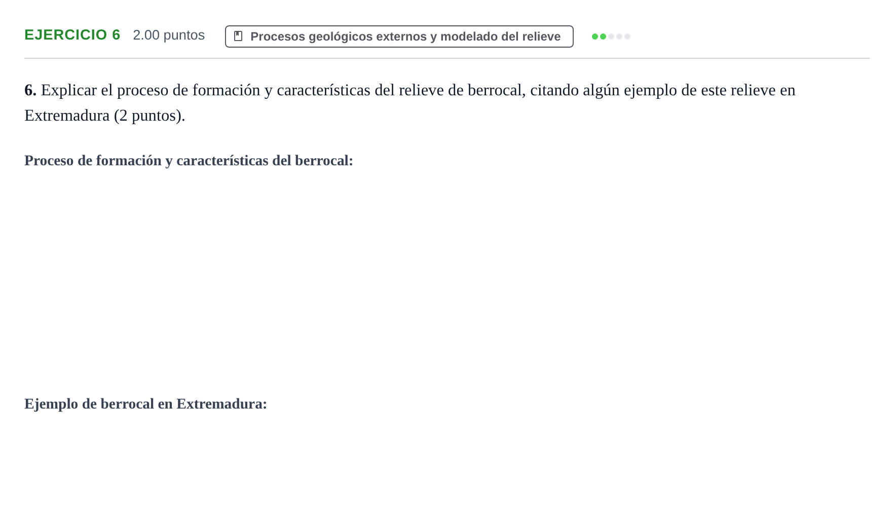 Enunciado: Problema 6 · Geología y Ciencias Ambientales PAU Extremadura Extraordinaria 2021