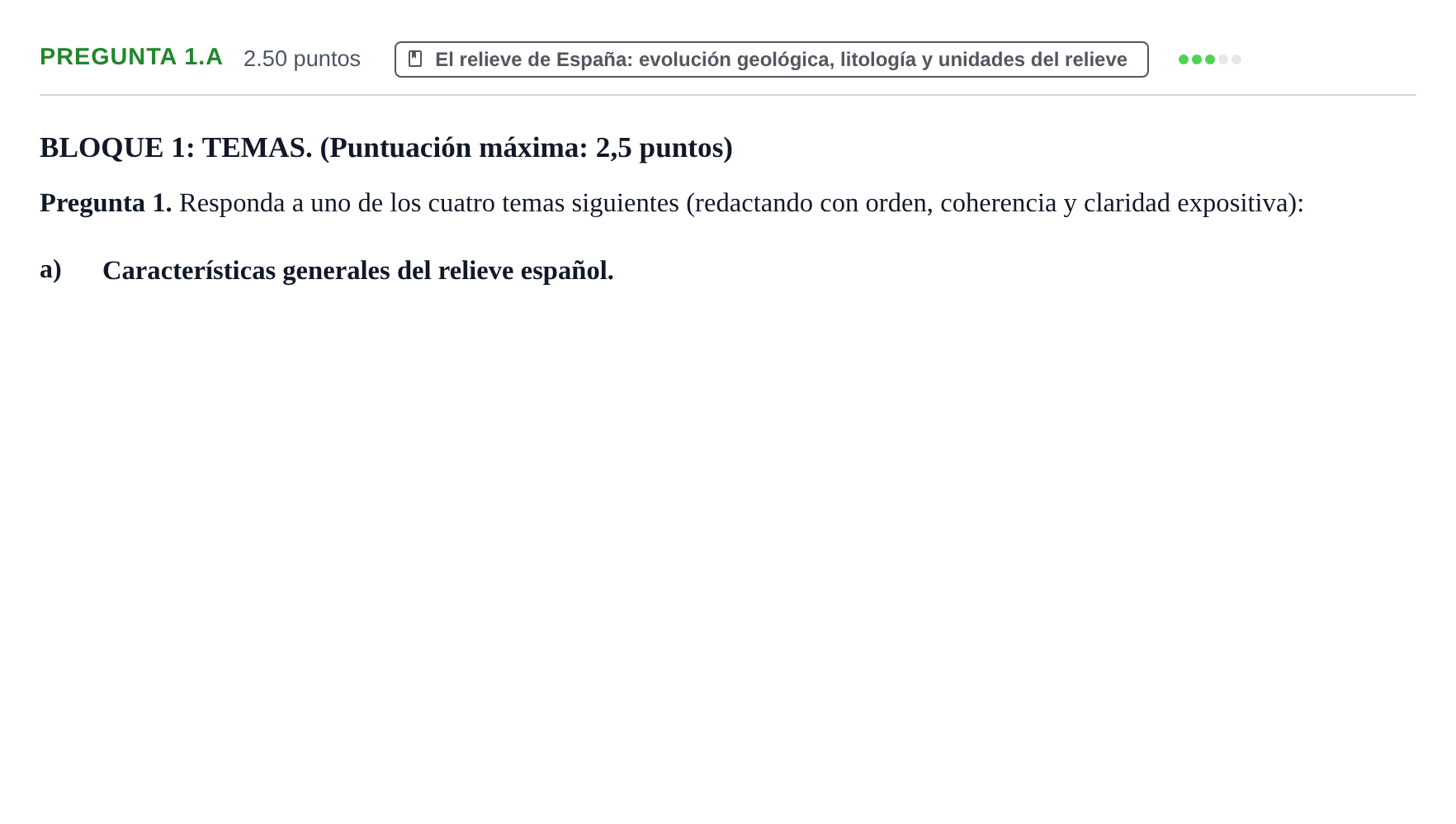 Enunciado: Pregunta 1.a · Geografía PAU Extremadura Extraordinaria 2021