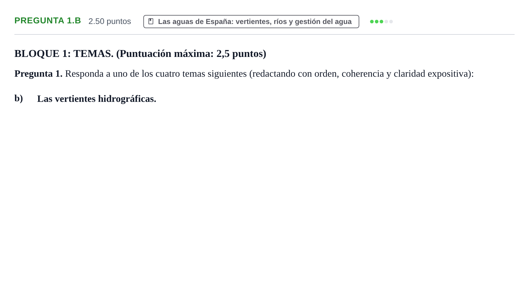 Enunciado: Pregunta 1.b · Geografía PAU Extremadura Extraordinaria 2021