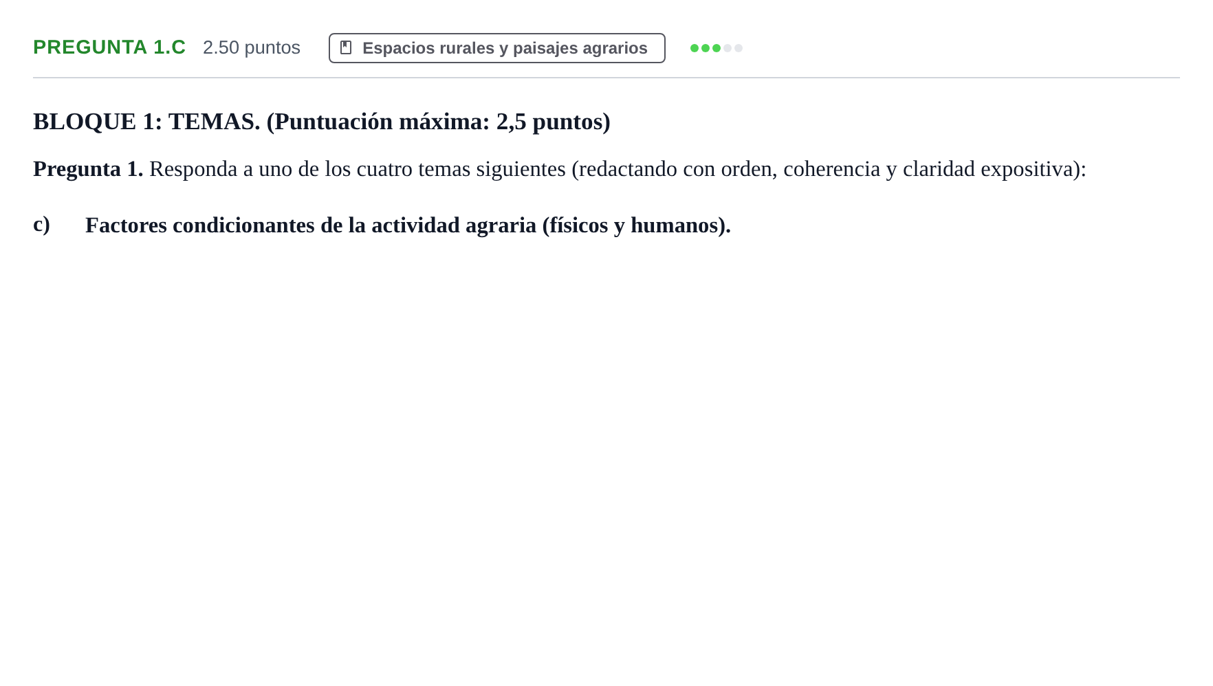 Enunciado: Pregunta 1.c · Geografía PAU Extremadura Extraordinaria 2021
