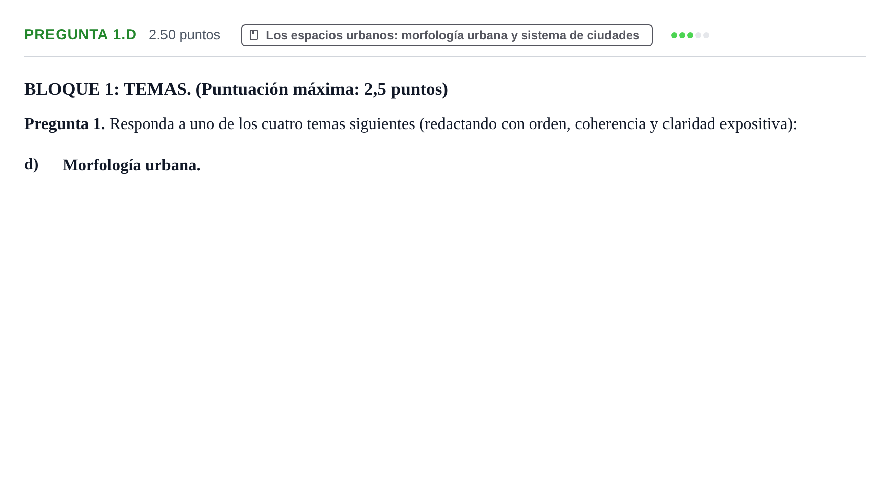 Enunciado: Pregunta 1.d · Geografía PAU Extremadura Extraordinaria 2021