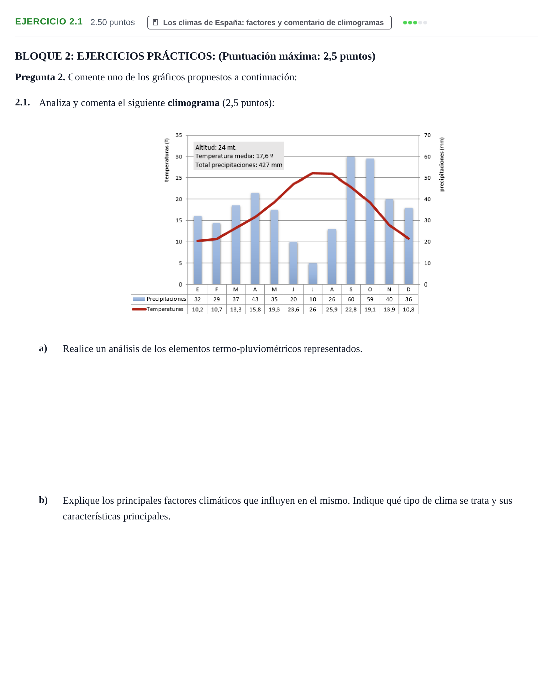 Enunciado: Ejercicio 2.1 · Geografía PAU Extremadura Extraordinaria 2021