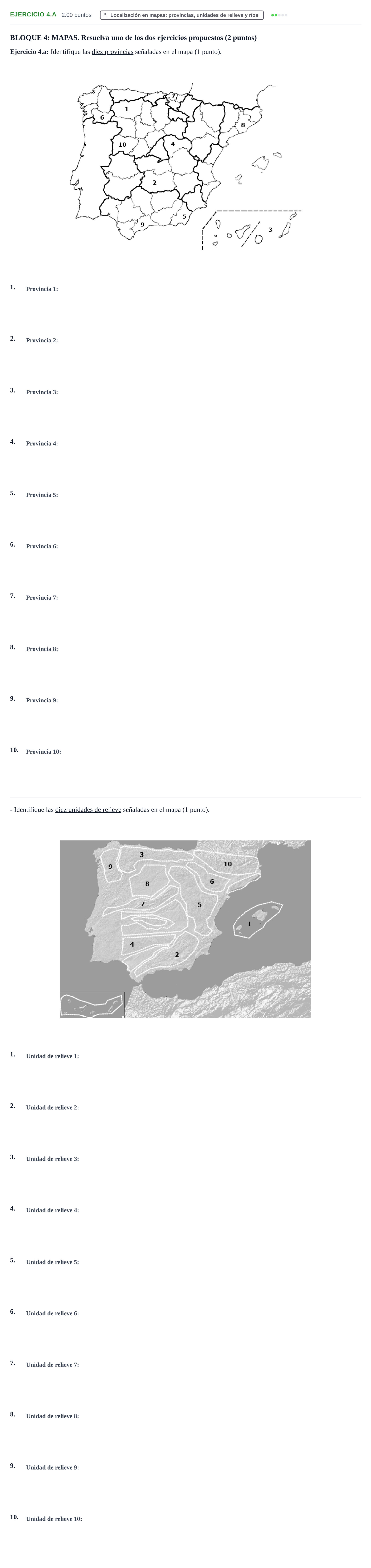 Enunciado: Ejercicio 4.a · Geografía PAU Extremadura Extraordinaria 2021