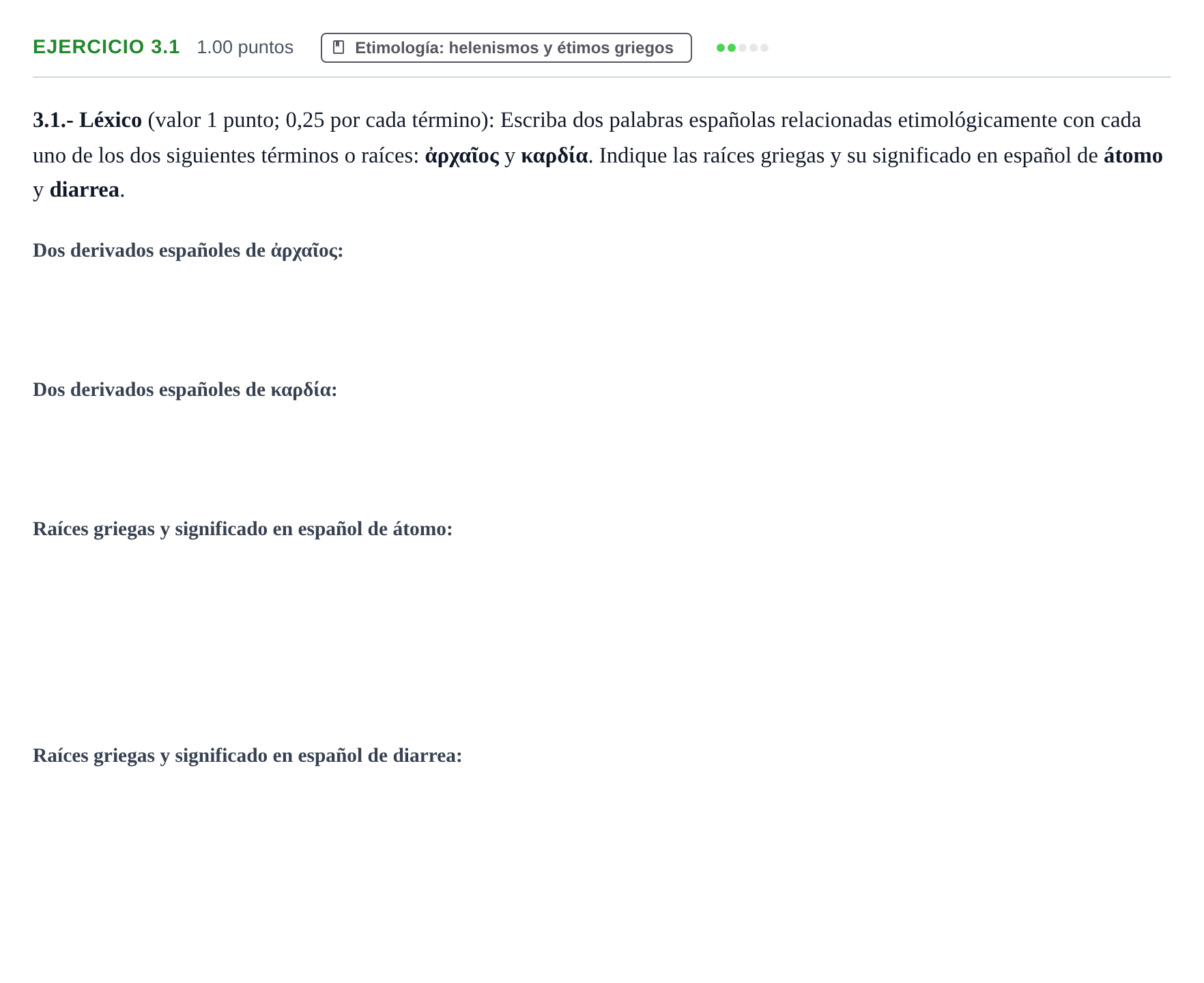 Enunciado: Ejercicio 3.1 · Griego II PAU Extremadura Extraordinaria 2021