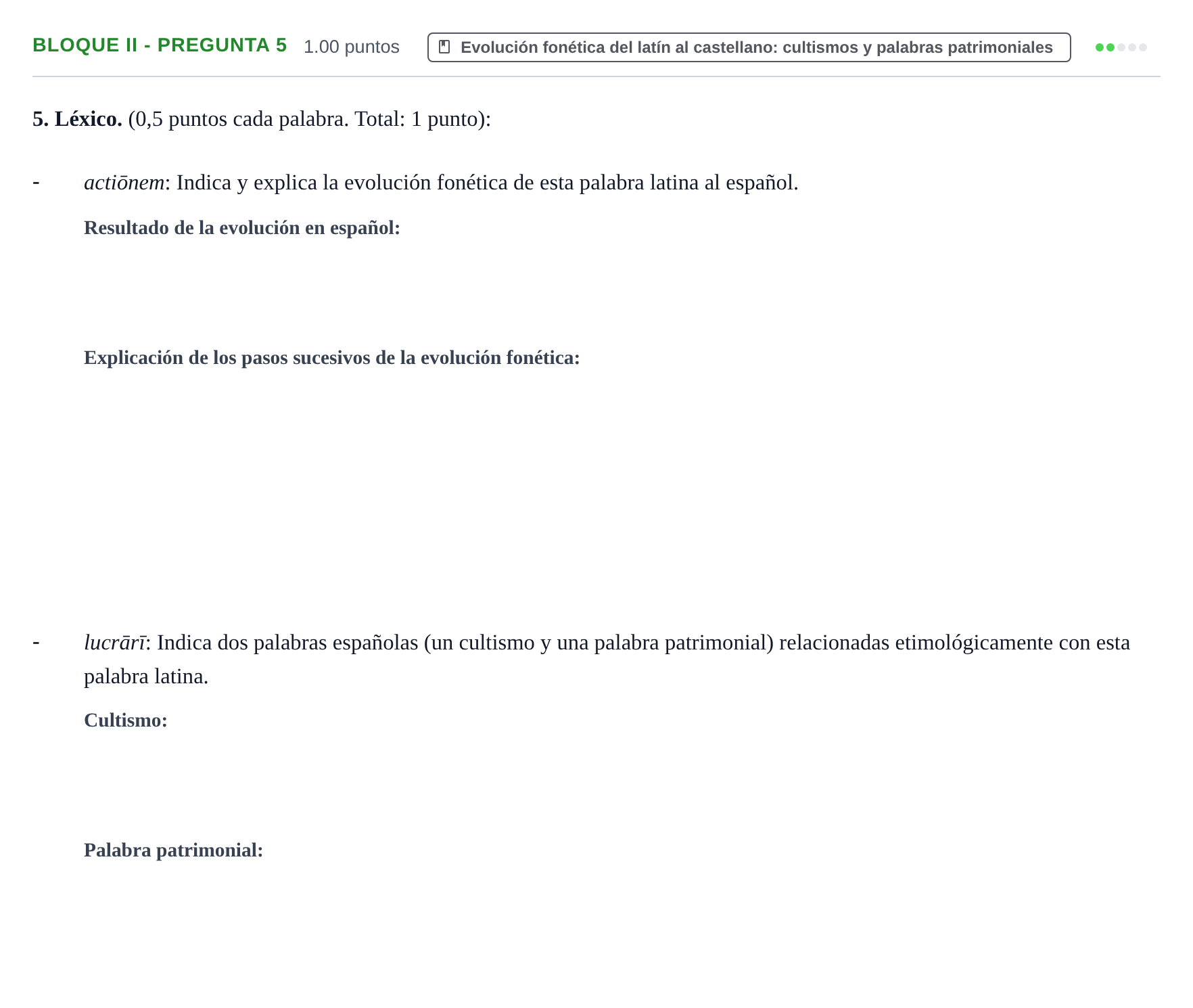 Enunciado: Bloque II - Pregunta 5 · Latín II PAU Extremadura Extraordinaria 2021